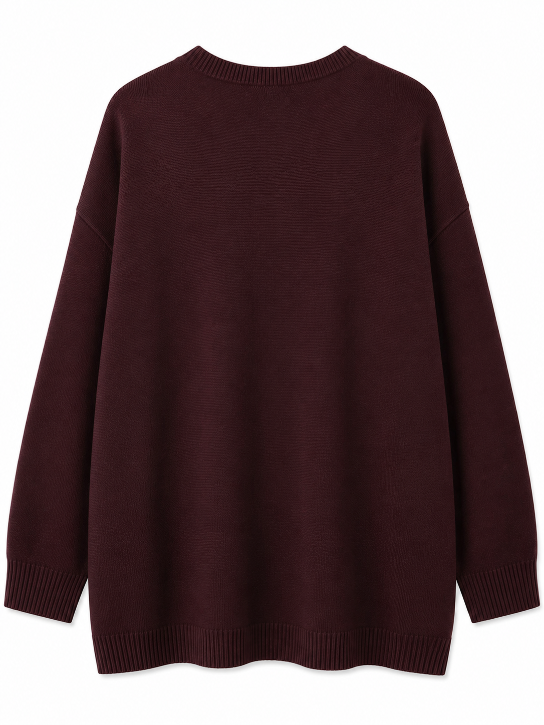 bordowy dzianinowy sweter od tyłu (1) bordowy dzianinowy sweter od tyłu (1)