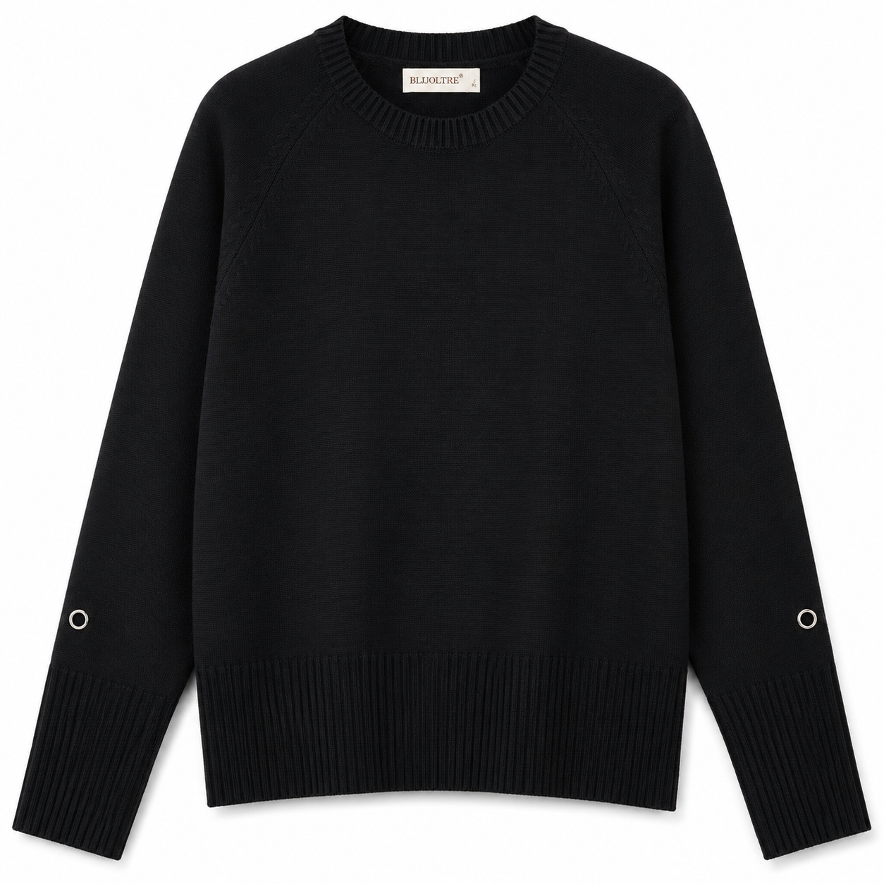 czarny sweter z metalowymi oczkami czarny sweter z metalowymi oczkami