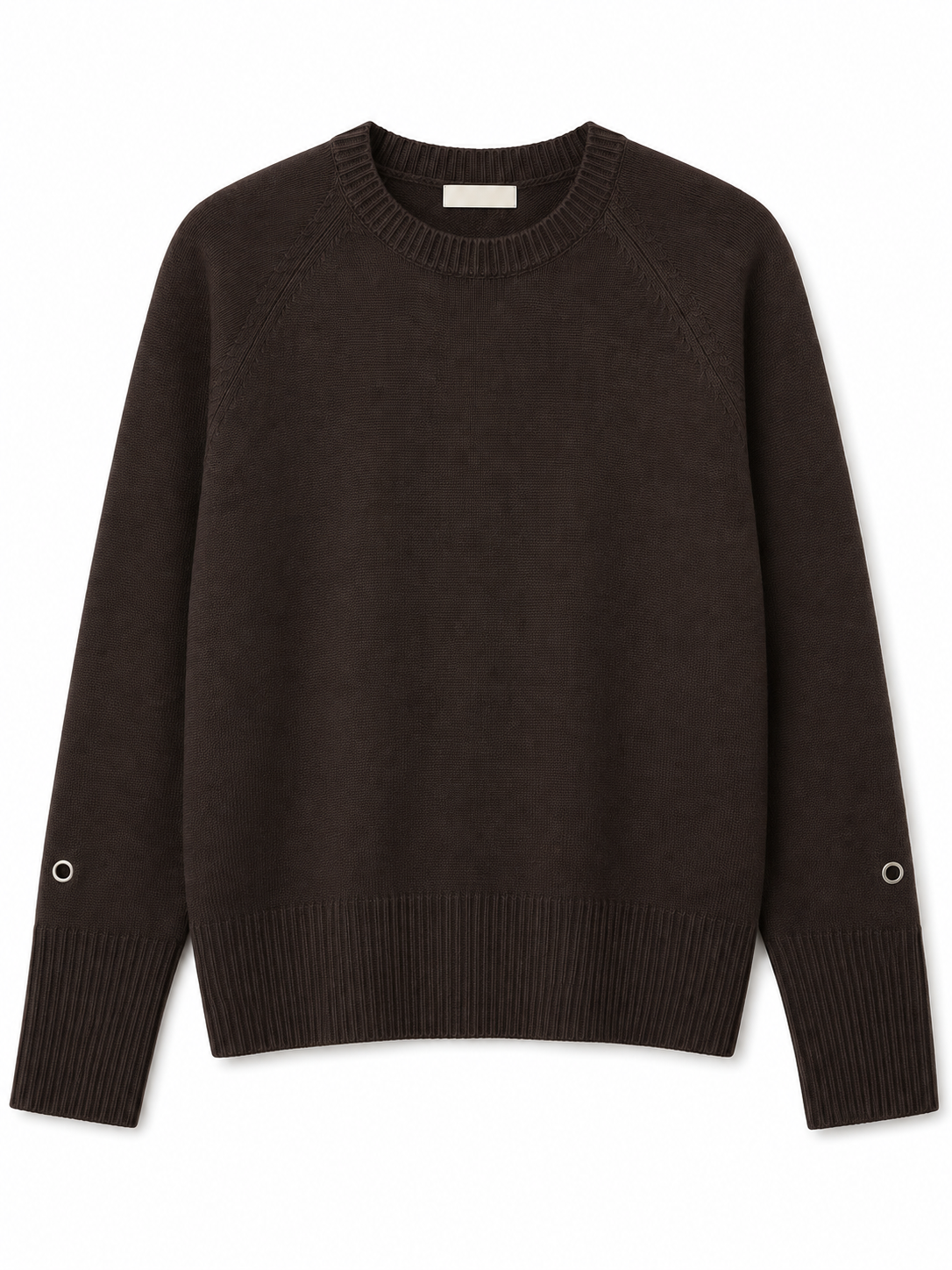 czekoladowy sweter z metalowymi oczkami czekoladowy sweter z metalowymi oczkami