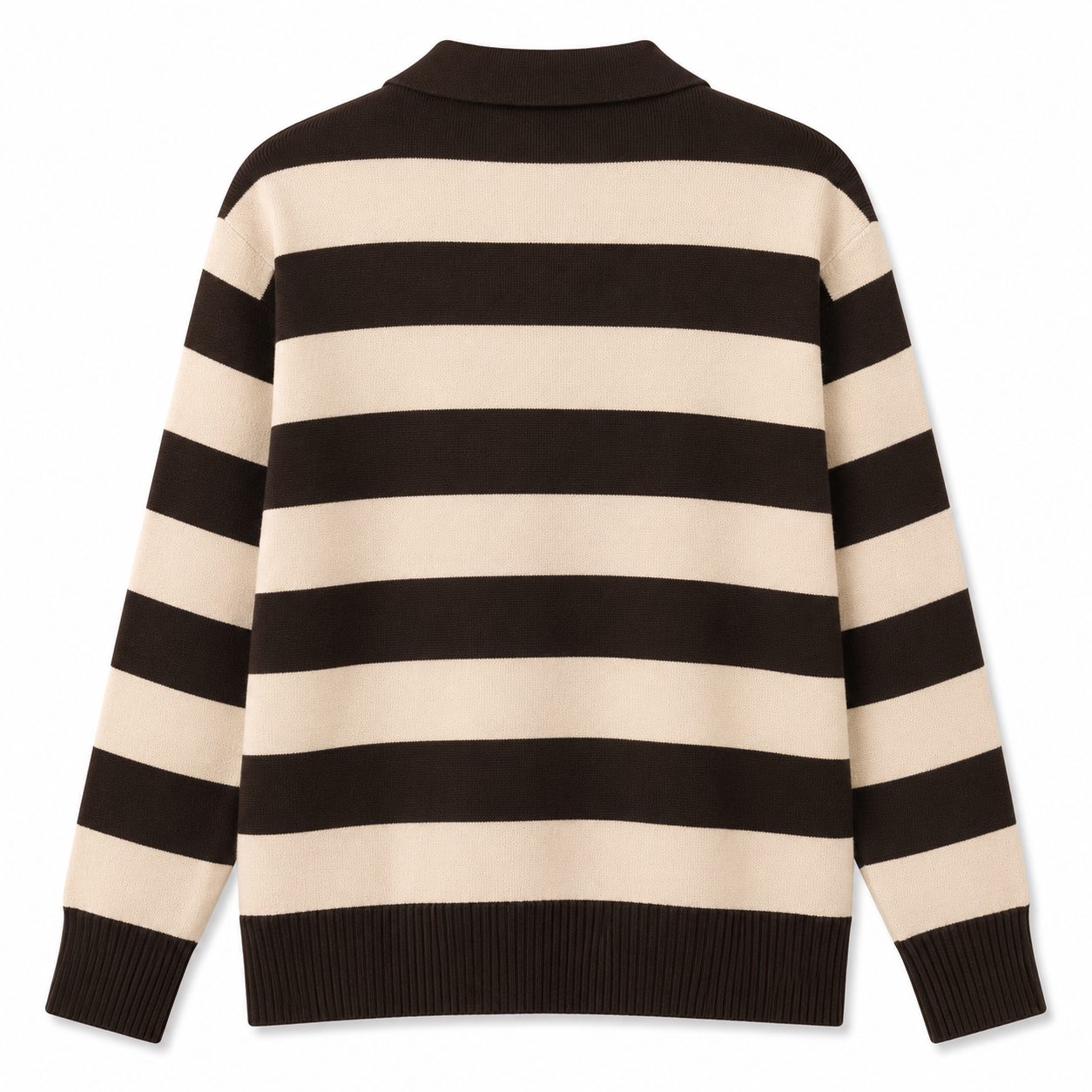 pasiasty sweter polo w brązowo kremowe pasy pasiasty sweter polo w brązowo kremowe pasy