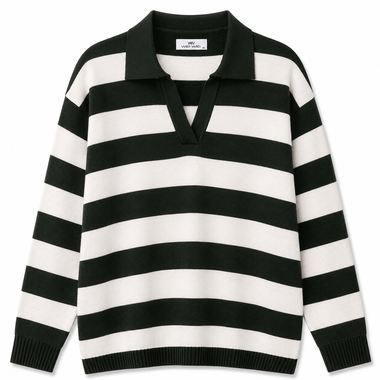 sweter w paski z kołnierzykiem polo sweter w paski z kołnierzykiem polo